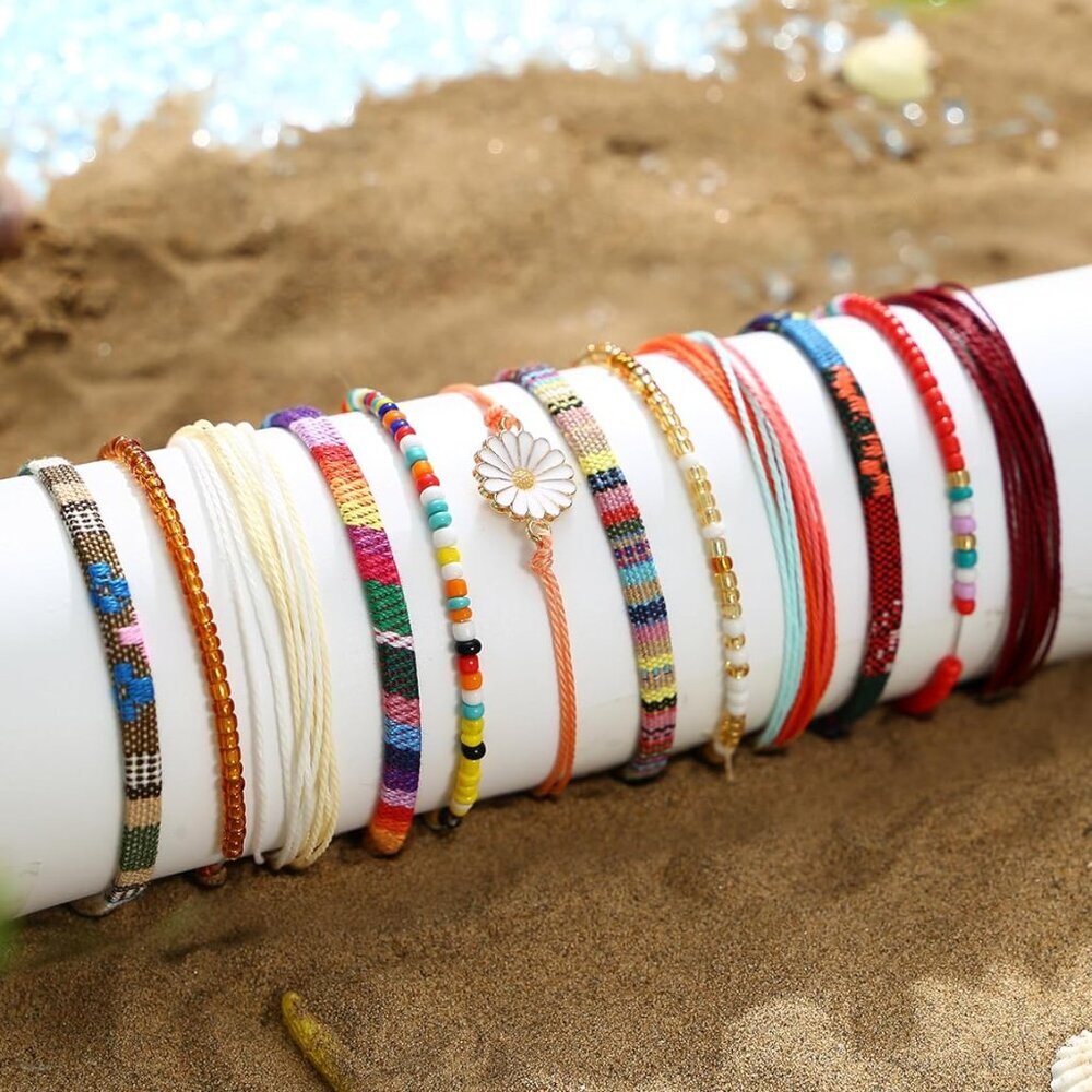 24 Pieces Waterproof String Bracelets for Women Surfer Wave Boho Bracelet Adjust - Picture 5 of 9